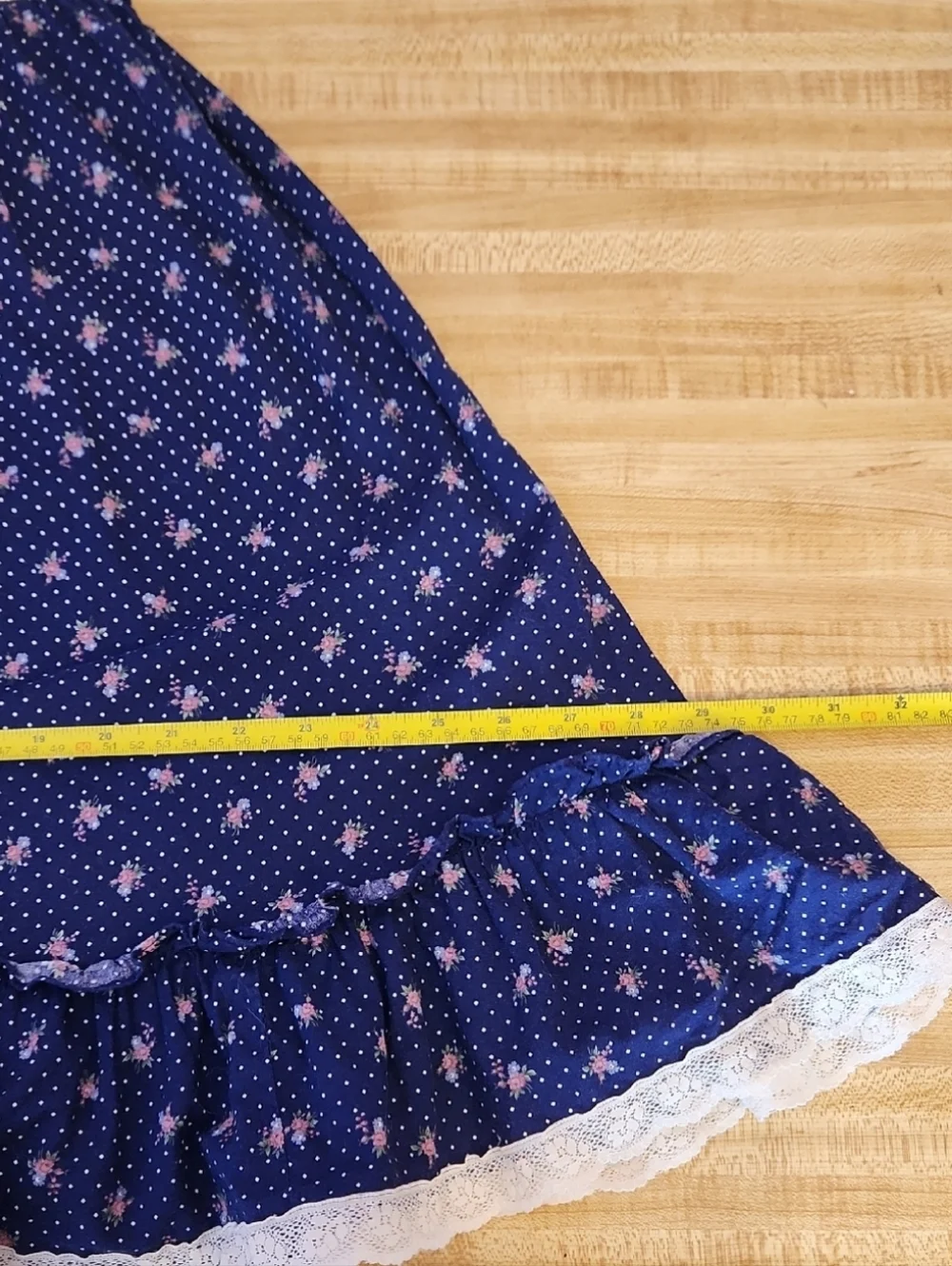 VTG 1970s Gunne Sax prairie-style dress, blue floral calico print, size 10